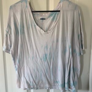 Old Navy Women's Short Sleeve Top - Light Blue and White